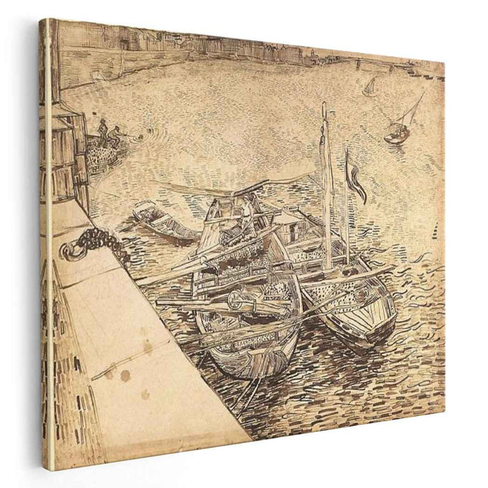 Quay with Men Unloading Sand Barges (1888) by Vincent van Gogh