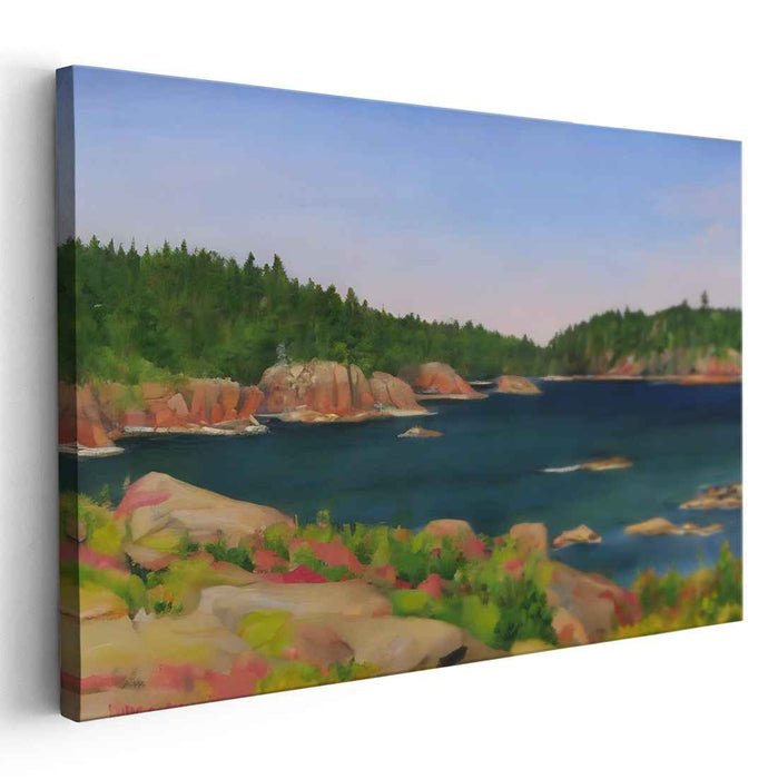 Saltwater Serenity: Lush Coastal Landscape Canvas Art