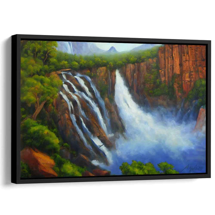 Enchanted Mist Haven: Lush Wilderness and Waterfall Landscape Canvas Art