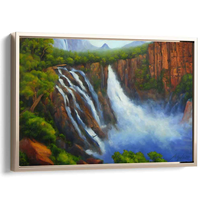 Enchanted Mist Haven: Lush Wilderness and Waterfall Landscape Canvas Art
