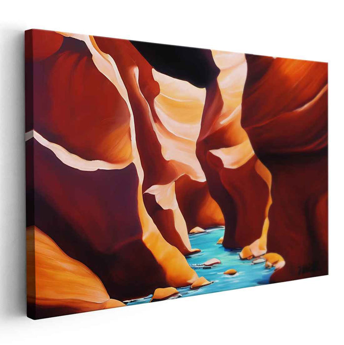 Colorful Waters Flowing: A Vivid River Journey Canvas Art