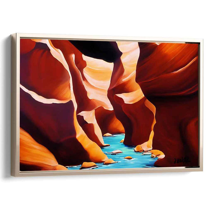 Colorful Waters Flowing: A Vivid River Journey Canvas Art