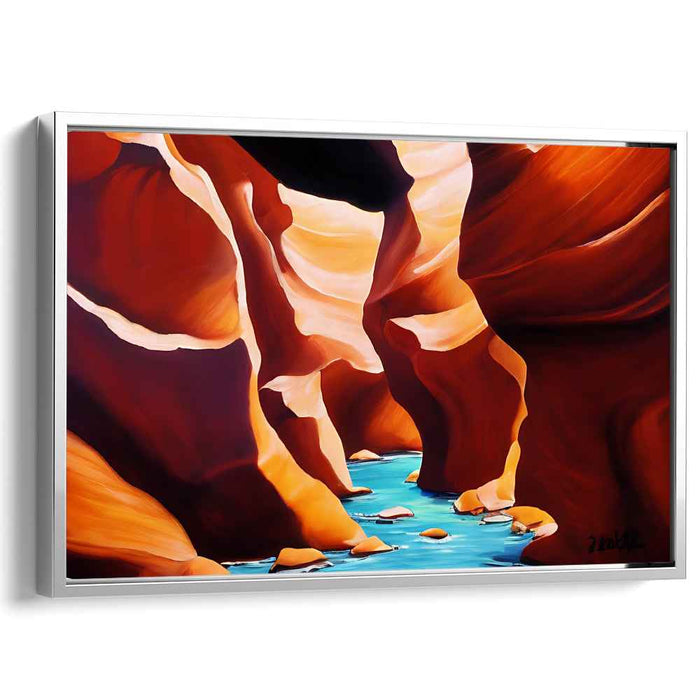 Colorful Waters Flowing: A Vivid River Journey Canvas Art