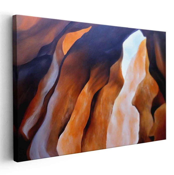 Radiant Cavern: Abstract Natural Rock Formations Canvas Art Print