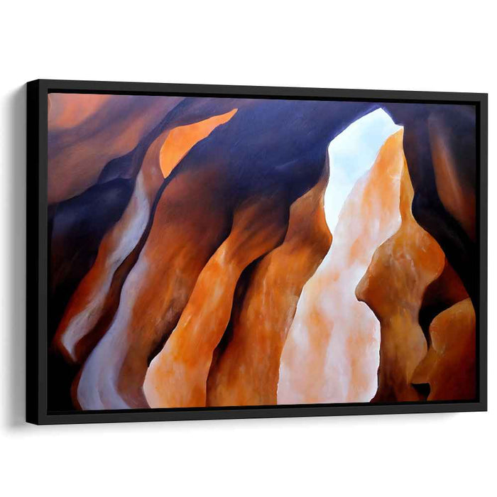 Radiant Cavern: Abstract Natural Rock Formations Canvas Art Print