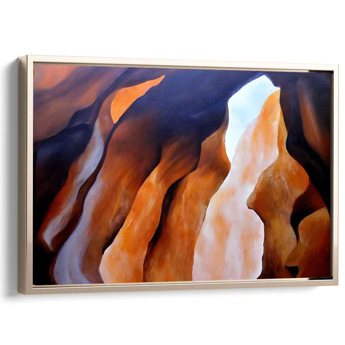 Radiant Cavern: Abstract Natural Rock Formations Canvas Art Print