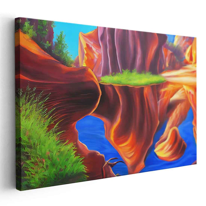 Surreal Desert Reflections: Vibrant Landscape Canvas Art Print