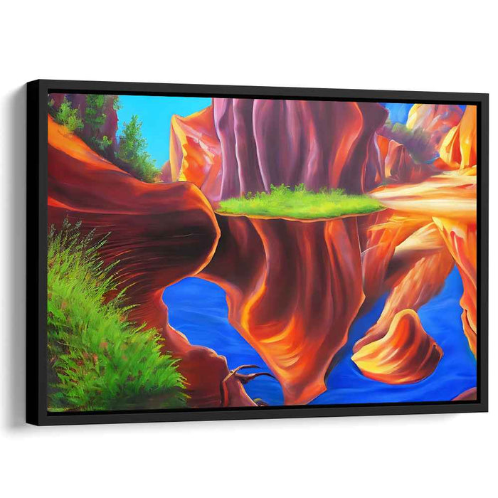 Surreal Desert Reflections: Vibrant Landscape Canvas Art Print