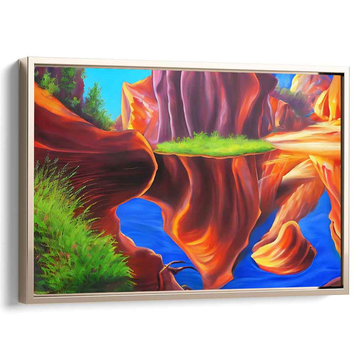 Surreal Desert Reflections: Vibrant Landscape Canvas Art Print
