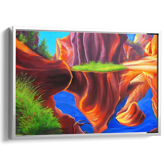 Surreal Desert Reflections: Vibrant Landscape Canvas Art Print