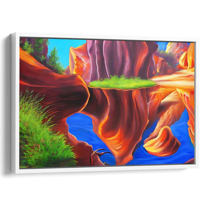 Surreal Desert Reflections: Vibrant Landscape Canvas Art Print