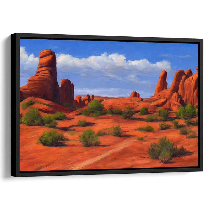 Echoes of Scarlet Ravine: Awe-Inspiring Red Rock Landscape Canvas Art Print