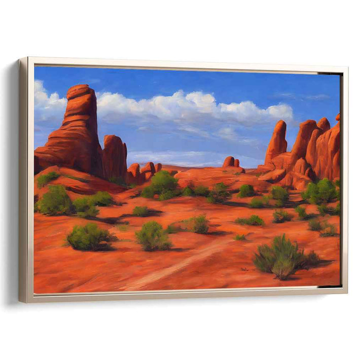 Echoes of Scarlet Ravine: Awe-Inspiring Red Rock Landscape Canvas Art Print