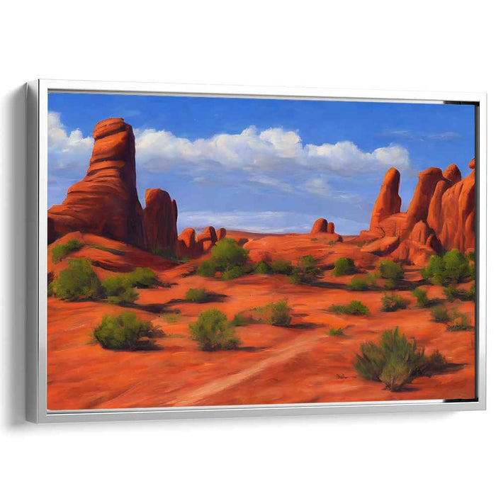 Echoes of Scarlet Ravine: Awe-Inspiring Red Rock Landscape Canvas Art Print