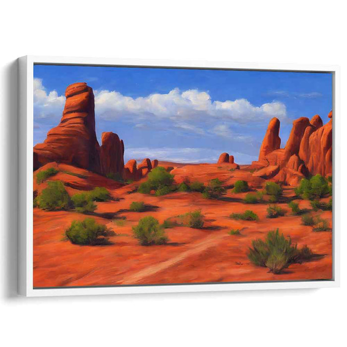 Echoes of Scarlet Ravine: Awe-Inspiring Red Rock Landscape Canvas Art Print