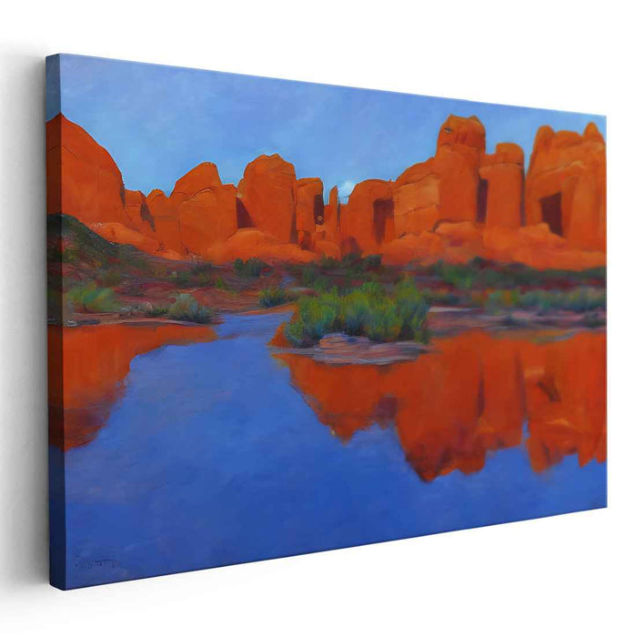 Desert Reflections: Vibrant Landscape Canvas Art