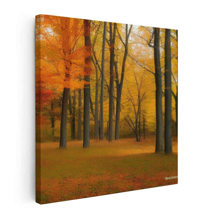 Whispers Of Ancient Trees: Realistic Forest Landscape Canvas Art Print