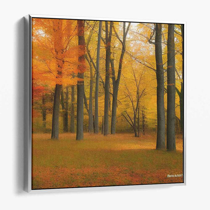 Whispers Of Ancient Trees: Realistic Forest Landscape Canvas Art Print