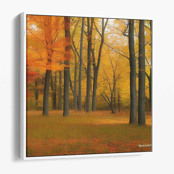 Whispers Of Ancient Trees: Realistic Forest Landscape Canvas Art Print