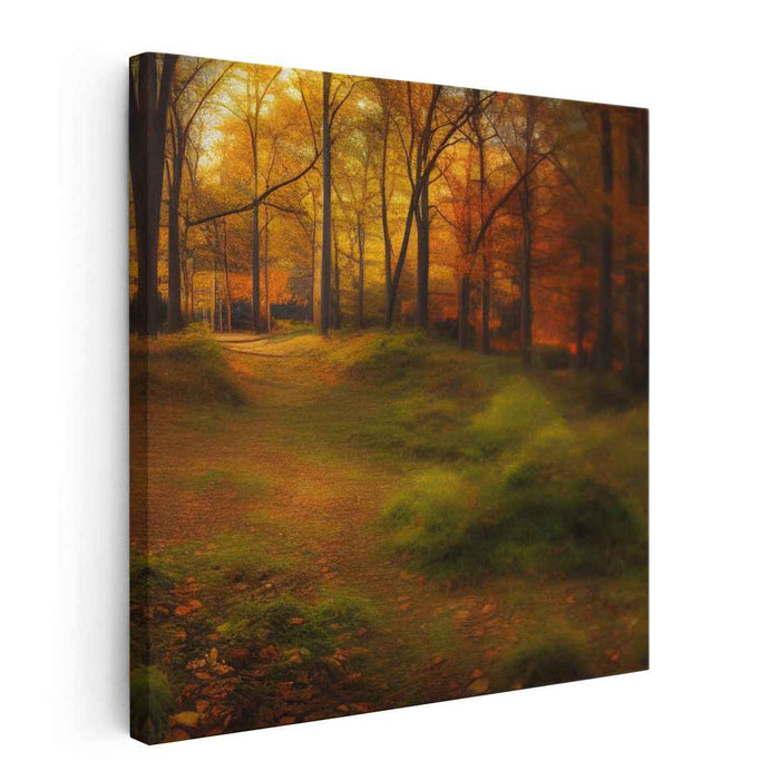 Glowing Woodland Trail: Luminous Forest Path Canvas Art