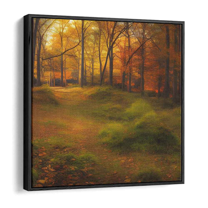 Glowing Woodland Trail: Luminous Forest Path Canvas Art