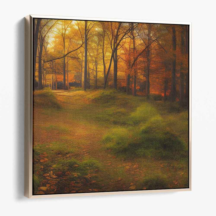 Glowing Woodland Trail: Luminous Forest Path Canvas Art