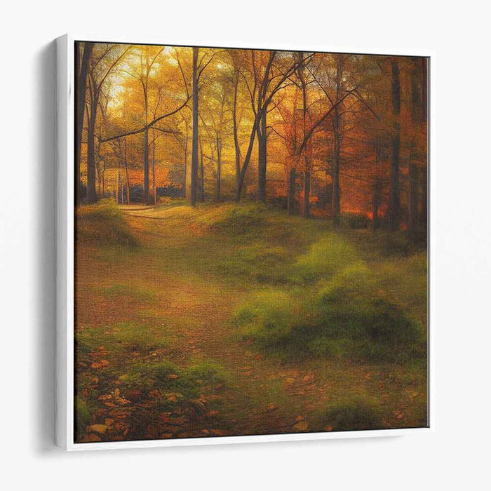 Glowing Woodland Trail: Luminous Forest Path Canvas Art