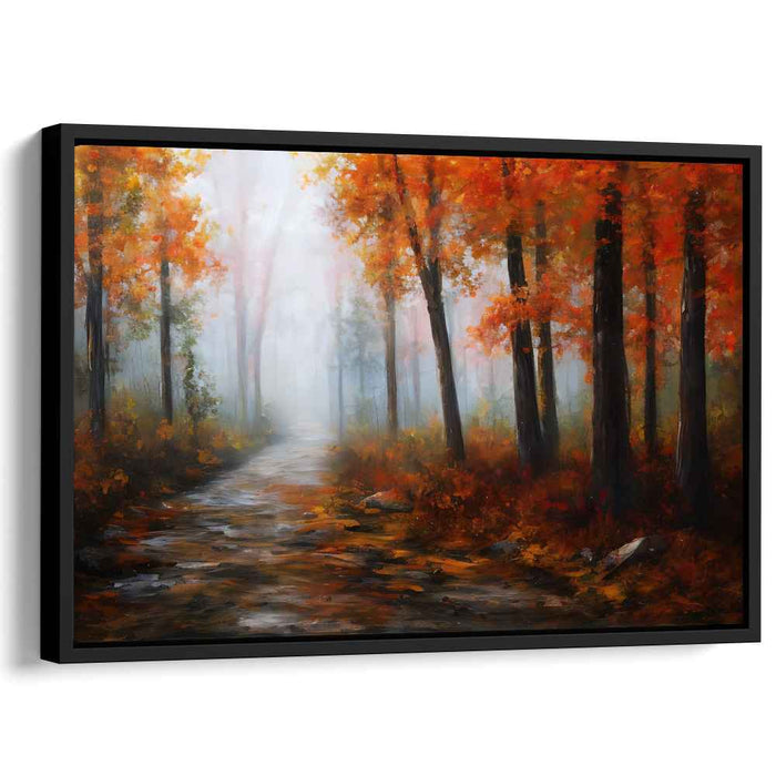 Whispering Woods Mystery: Misty Forest Path Canvas Art Print