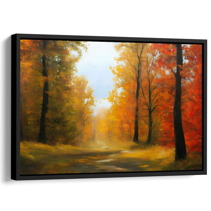 Whispers Of Amber Canopy: A Stroll Through the Golden Forest Canvas Art Print