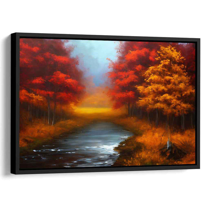 Enchanted Woods Flow: Vibrant Forest River Landscape Canvas Art Print