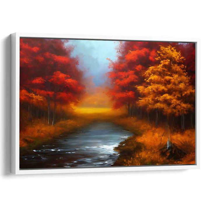 Enchanted Woods Flow: Vibrant Forest River Landscape Canvas Art Print