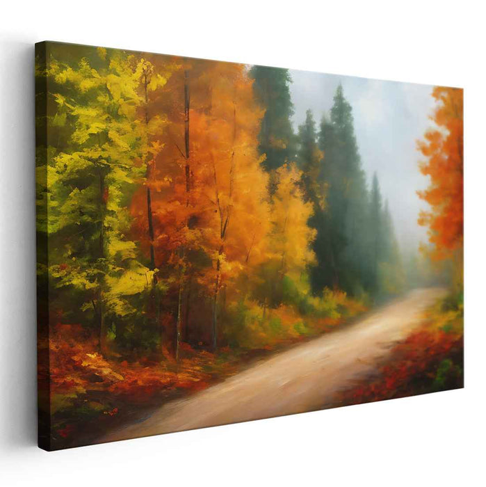 Echoes Of Moonlit Shadows: Luminous Forest Path Canvas Art
