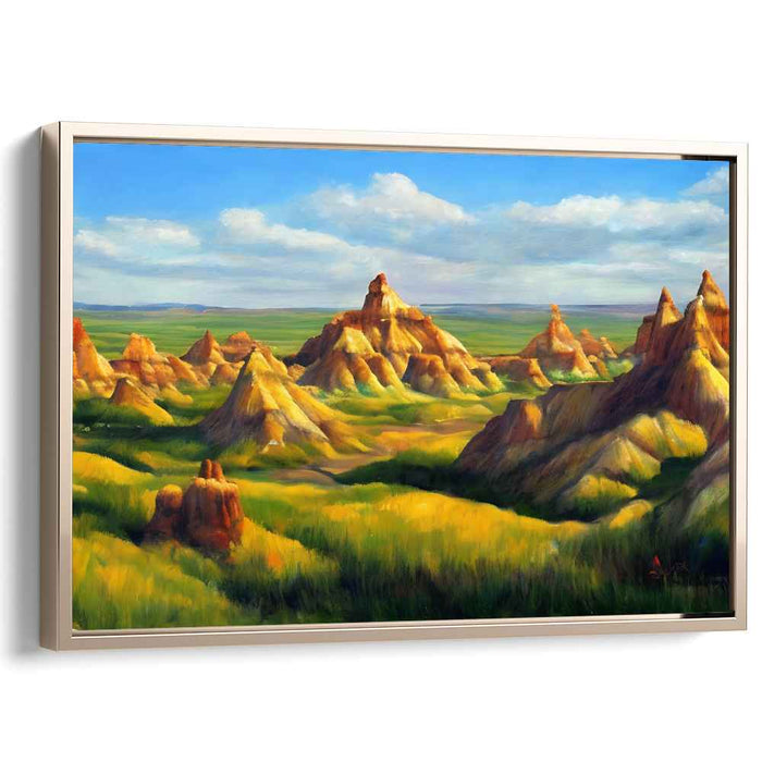 Glowing Mossy Outcrops: Sunlit Rock Formations and Verdant Grasses