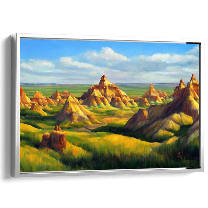 Glowing Mossy Outcrops: Sunlit Rock Formations and Verdant Grasses