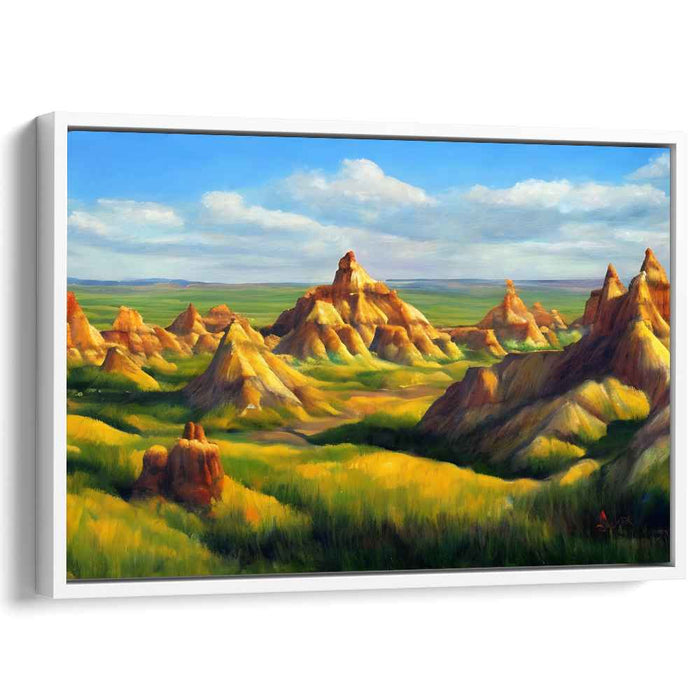 Glowing Mossy Outcrops: Sunlit Rock Formations and Verdant Grasses