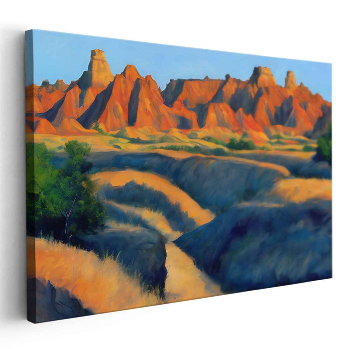 Ethereal Mirage Dunes Glow: Radiant Desert Landscape Canvas Art Print