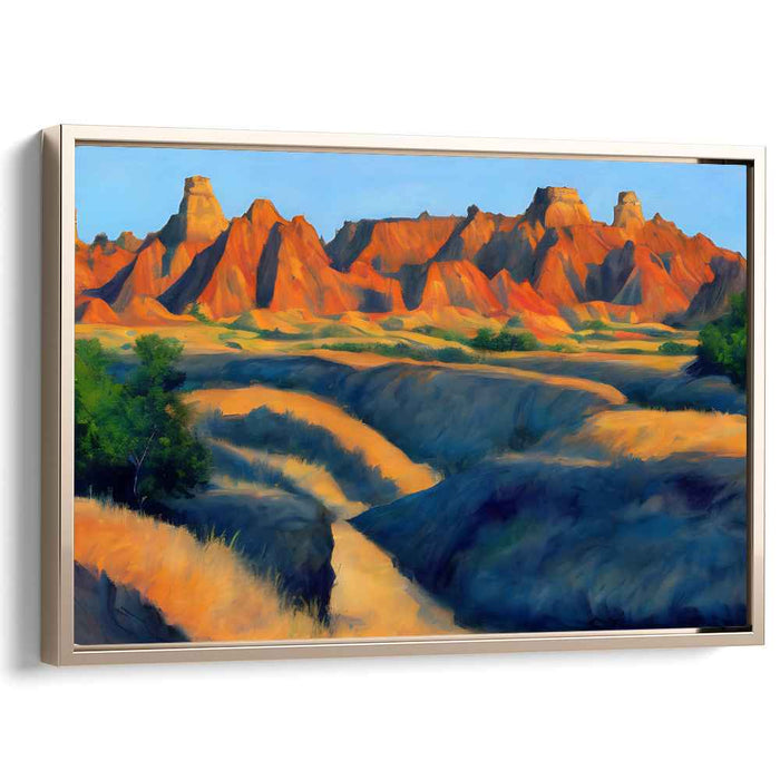 Ethereal Mirage Dunes Glow: Radiant Desert Landscape Canvas Art Print