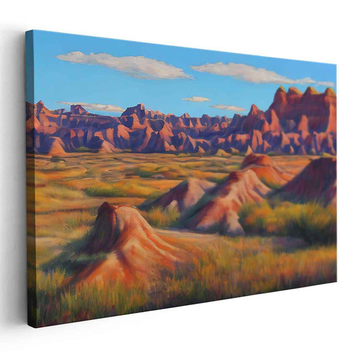 Fires on Marble Mountain: Sunset Over Rugged Terrain Landscape Canvas Art Print