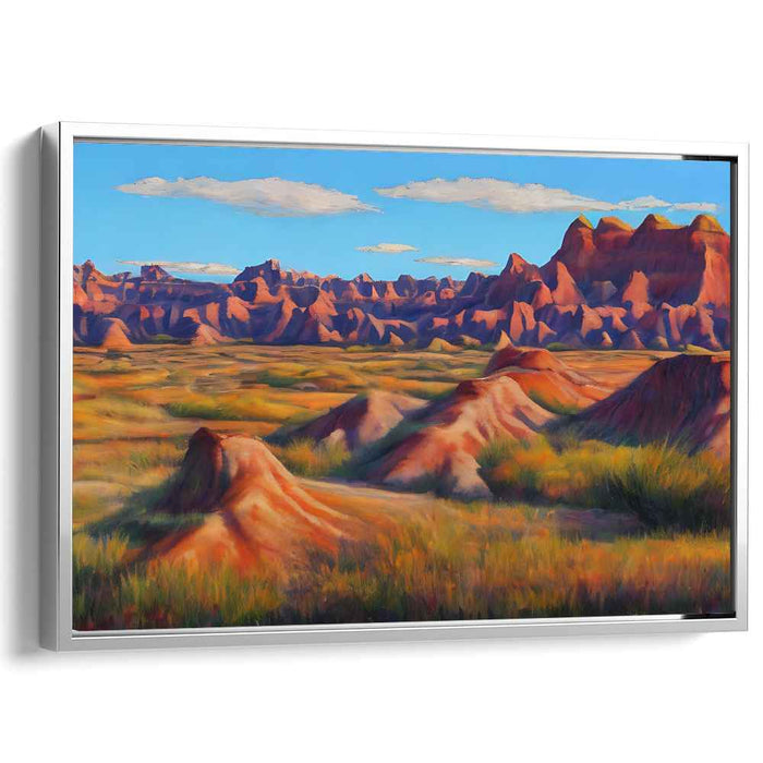 Fires on Marble Mountain: Sunset Over Rugged Terrain Landscape Canvas Art Print