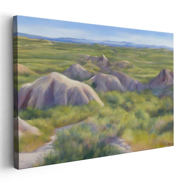 Peaceful Horizon Painting: Tranquil Landscape Canvas Art Print