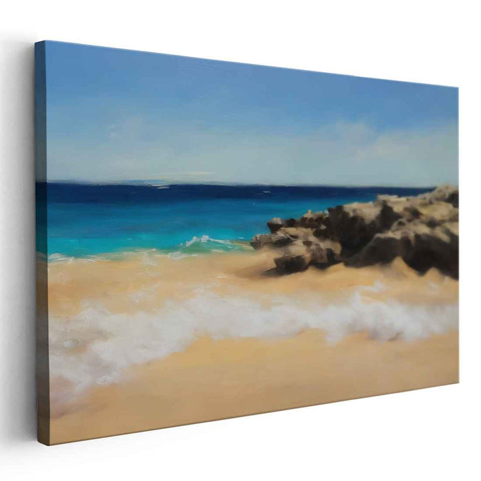 Coastal Illusion: Realistic Beach and Ocean Canvas Art Print