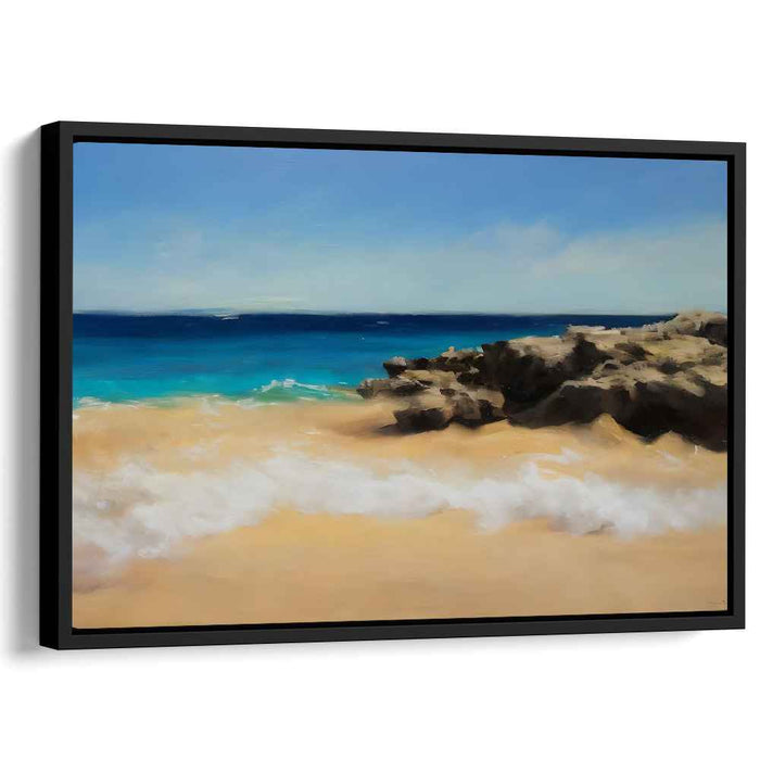 Coastal Illusion: Realistic Beach and Ocean Canvas Art Print