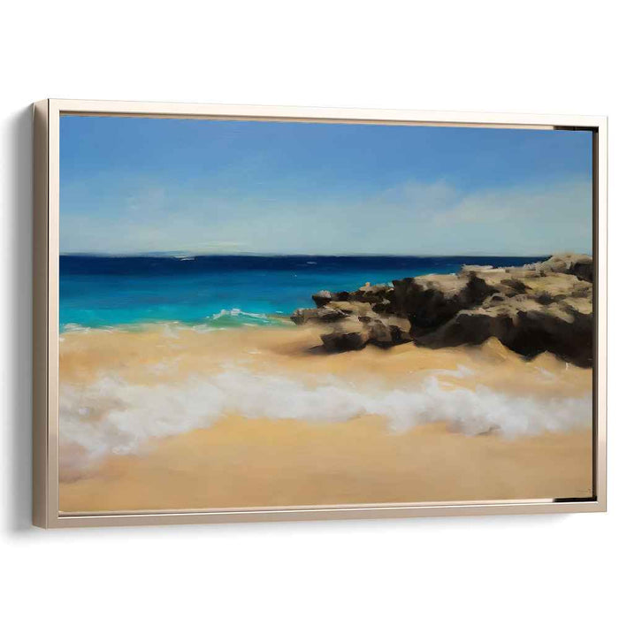 Coastal Illusion: Realistic Beach and Ocean Canvas Art Print