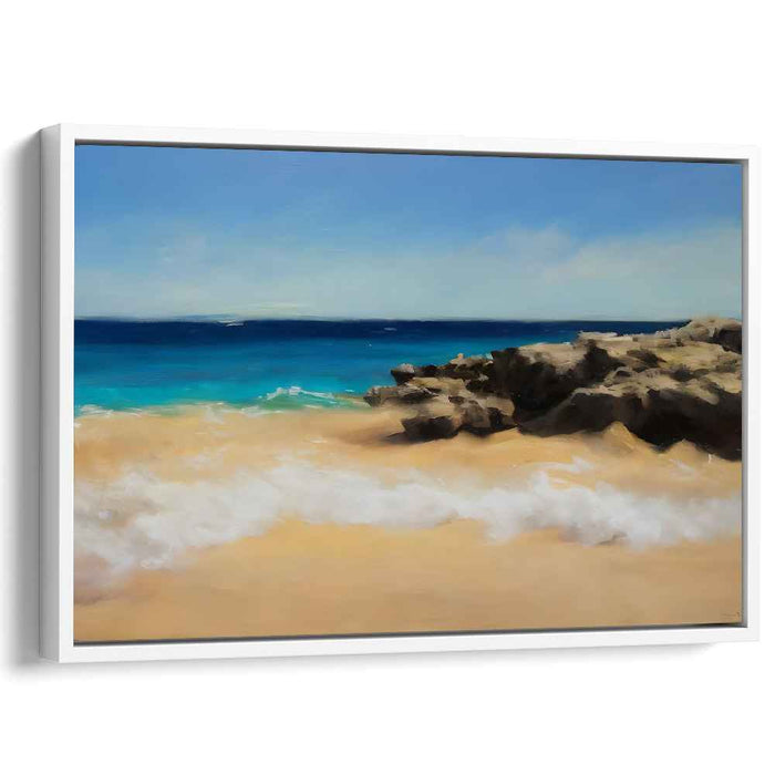 Coastal Illusion: Realistic Beach and Ocean Canvas Art Print
