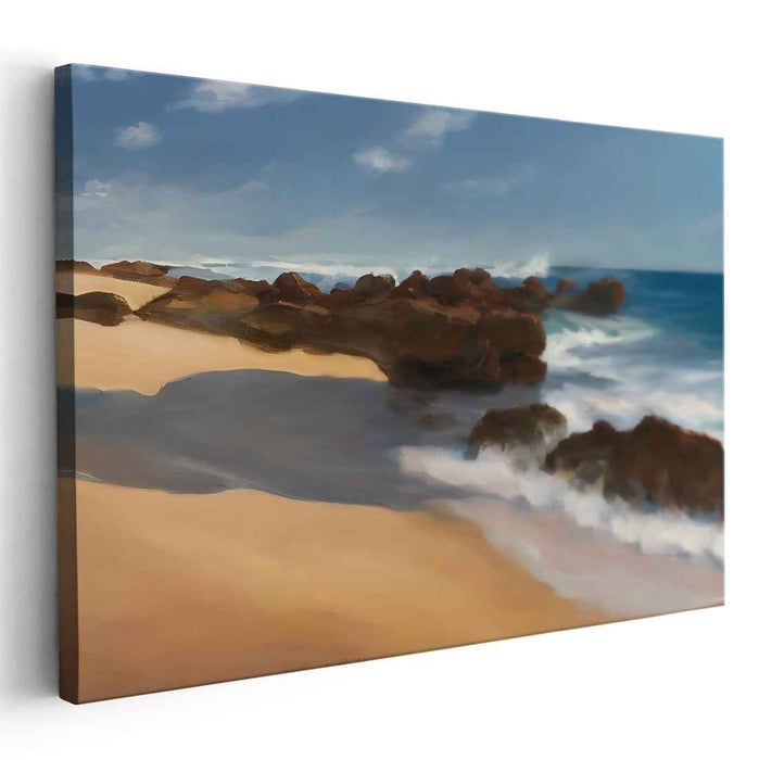 Whispers of Ocean Mists: Majestic Seaside Rocks Canvas Art Print