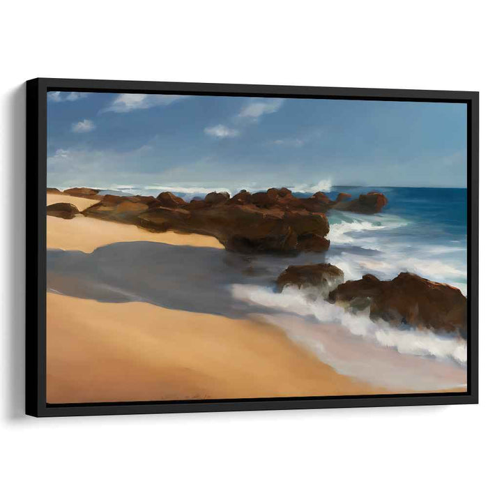 Whispers of Ocean Mists: Majestic Seaside Rocks Canvas Art Print