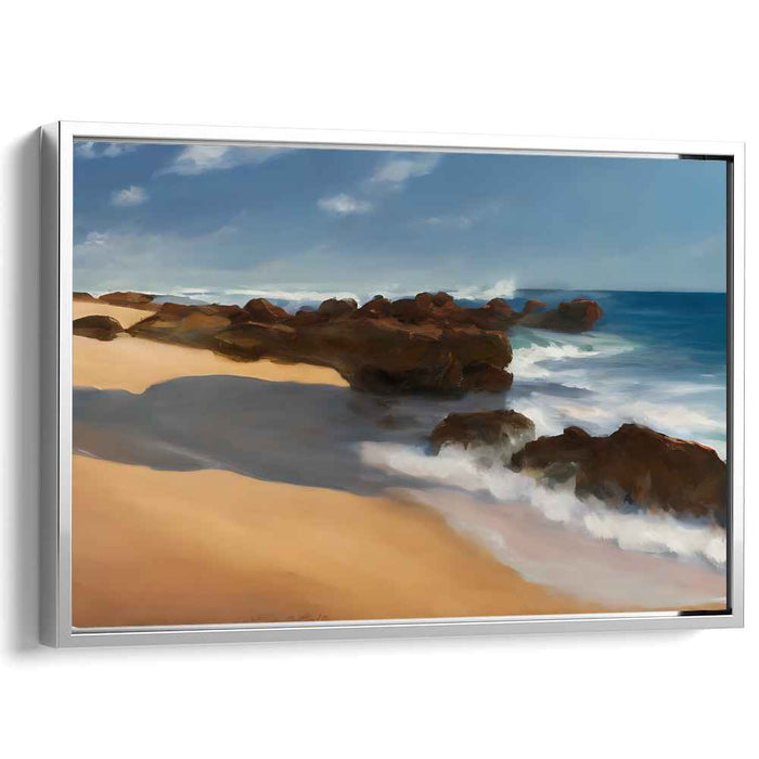 Whispers of Ocean Mists: Majestic Seaside Rocks Canvas Art Print