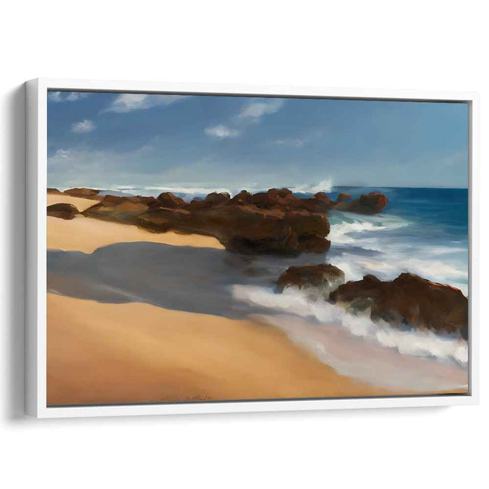 Whispers of Ocean Mists: Majestic Seaside Rocks Canvas Art Print