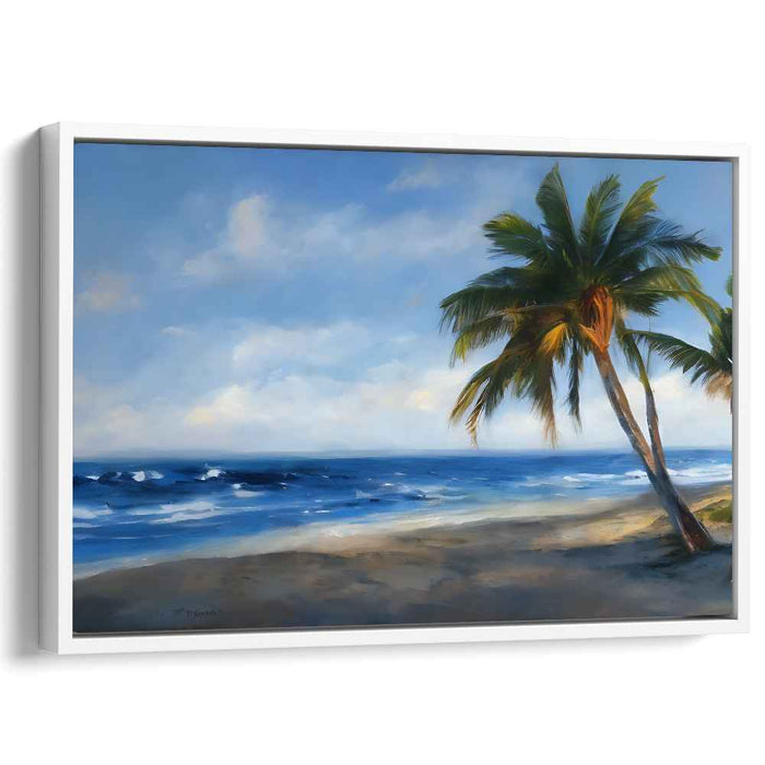 Turquoise Breeze: Majestic Palm and Ocean View Canvas Art