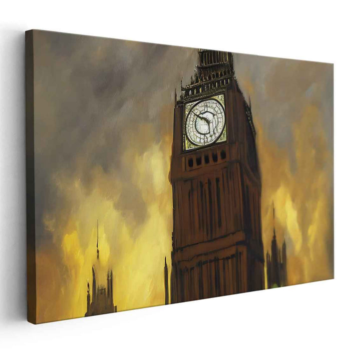 Blaze Embers Dance: A Fiery Sunset Canvas Art Print